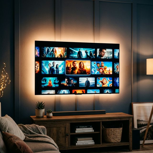 Smart TV em ambiente residencial representando uso de IPTV para sala e entretenimento doméstico