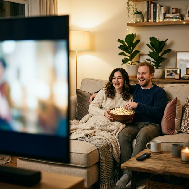Capa do artigo sobre IPTV travando com pessoas assistindo televisão